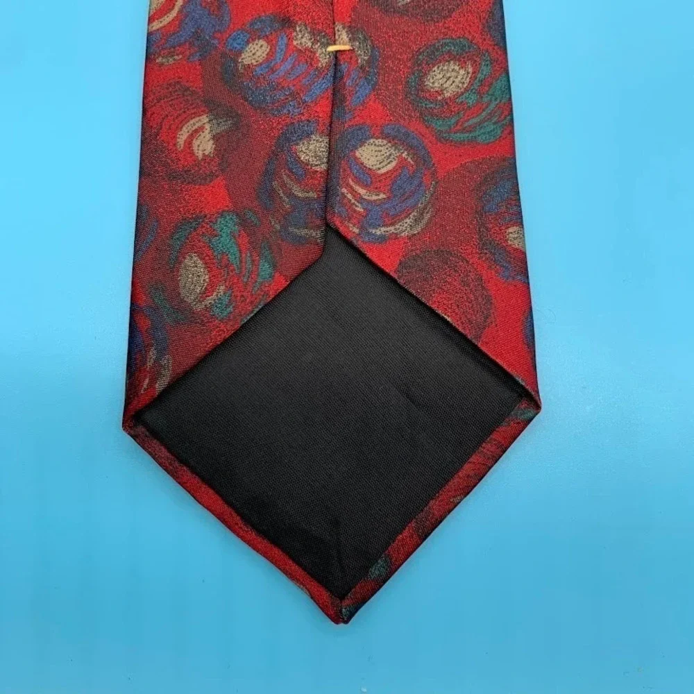 Vintage Oscar De La Renta Studio Red Abstract Print Men's Classic Neck Tie
